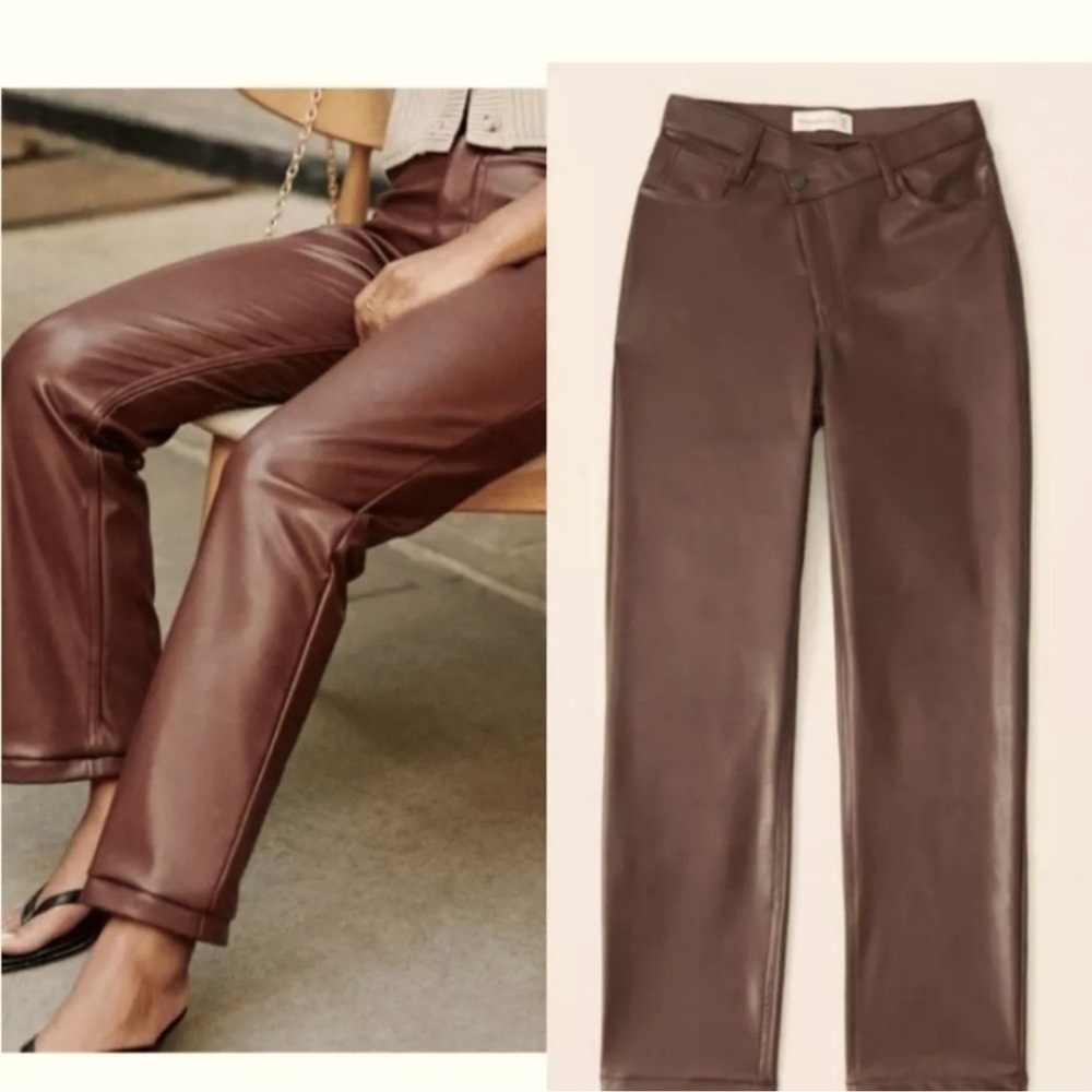 Abercrombie & Fitch Maroon Faux Leather Pants